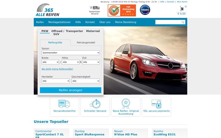 Screenshot of allereifen365.de