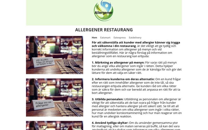 Screenshot of allergener.se