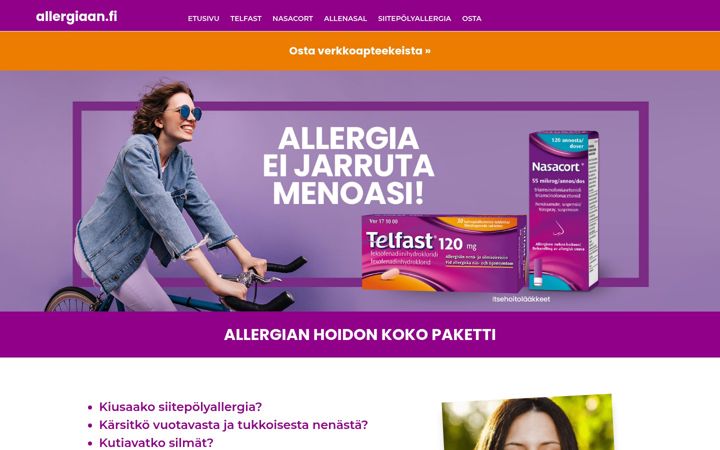 Screenshot of allergiaan.fi