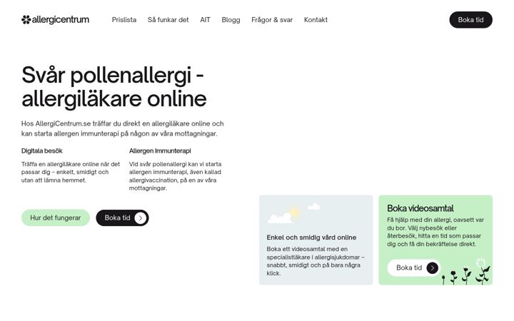 Screenshot of allergicentrum.se
