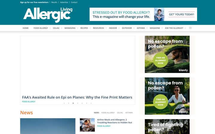 Screenshot of allergicliving.com