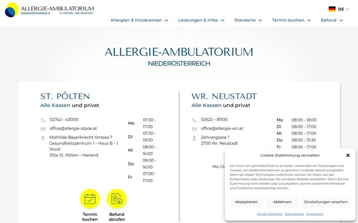 Screenshot of allergie-noe.at