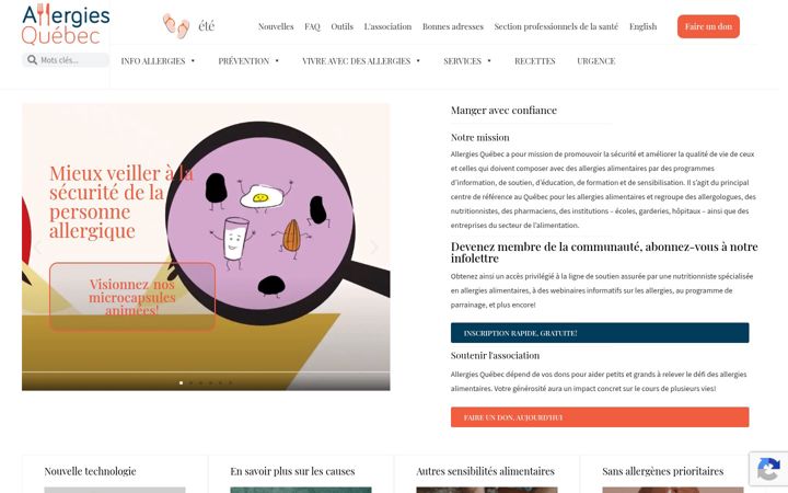 Screenshot of allergies-alimentaires.org