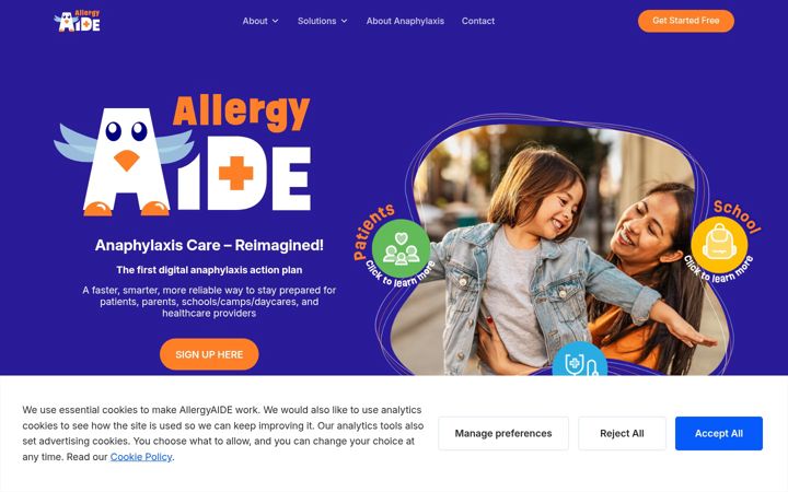 Screenshot of allergyaide.com