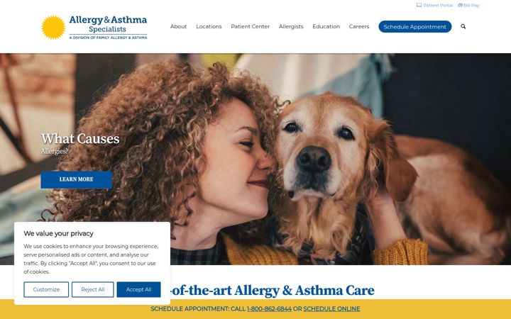 Screenshot of allergyandasthmawellness.com