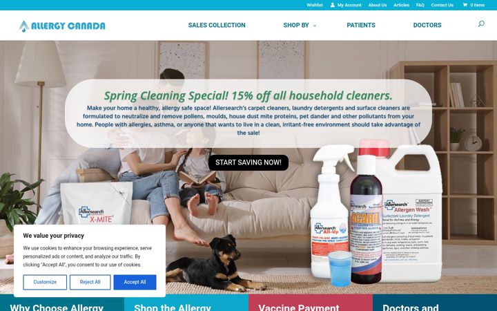 Captura de pantalla de allergycanada.com