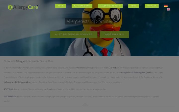 Screenshot of allergycare.at