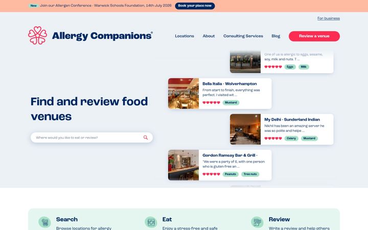 Screenshot of allergycompanions.com