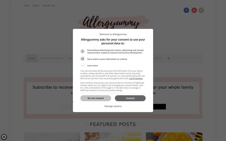 Screenshot of allergyummy.com