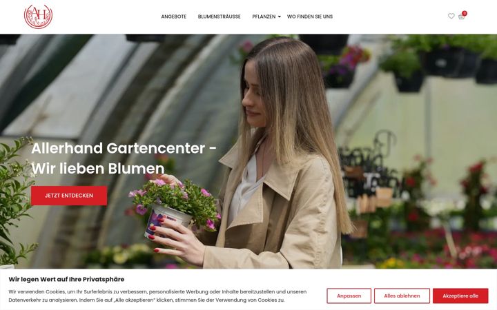 Ekrānuzņēmums no allerhand-gartencenter.de