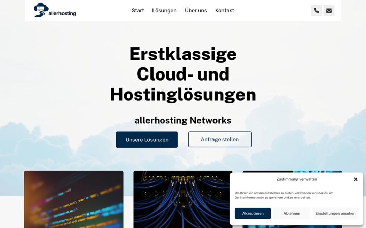 Ekrānuzņēmums no allerhosting.de