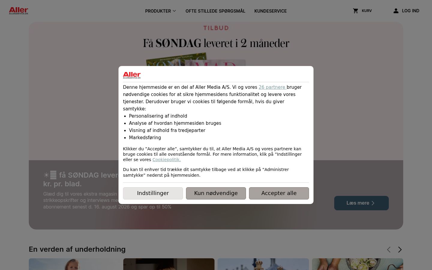 Screenshot des Einwilligungsbanners vor jeglicher Interaktion