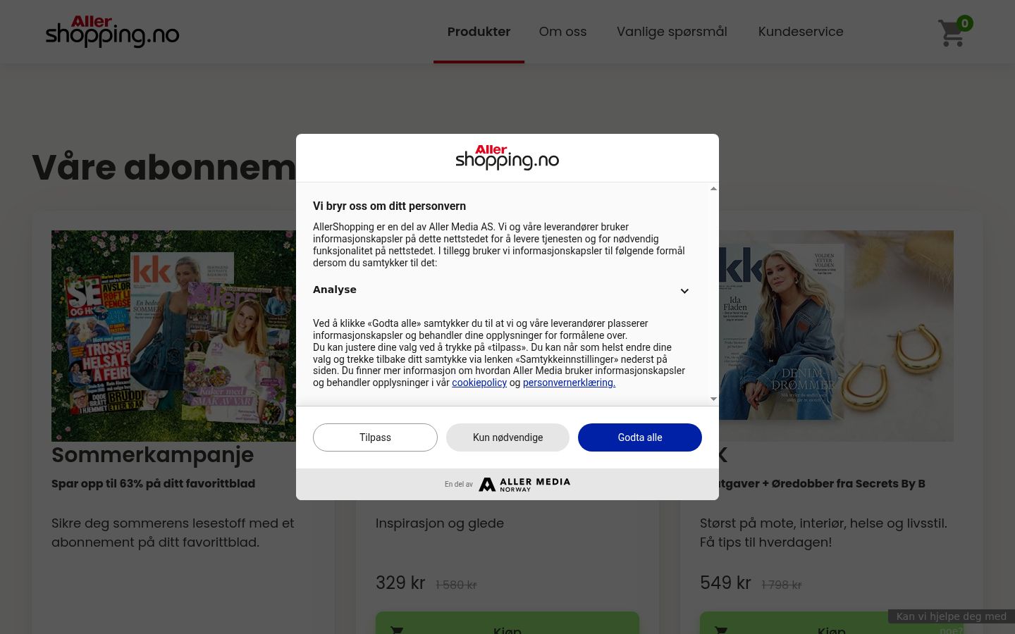Screenshot of the consent banner shown before any interaction