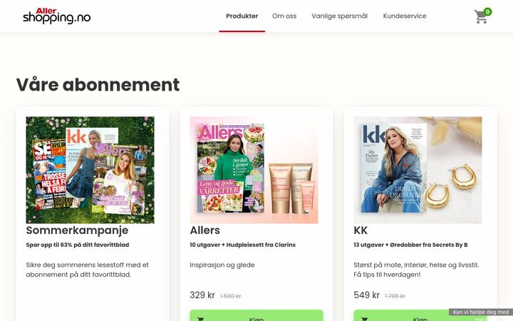 Screenshot of allershopping.no
