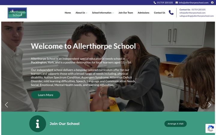 Capture d'écran de allerthorpeschool.com