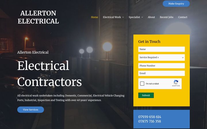 Screenshot of allertonelectrical.co.uk