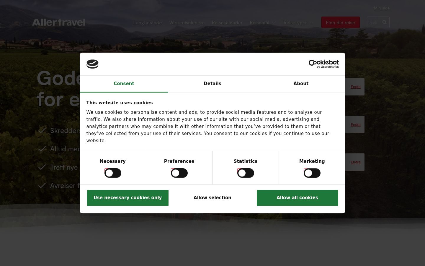 Capture d'écran de la bannière de consentement affichée avant toute interaction