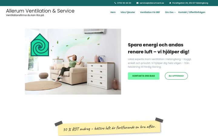 Screenshot of allerumvent.se