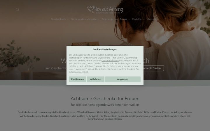 Skærmbillede af allesaufanfang-shop.de