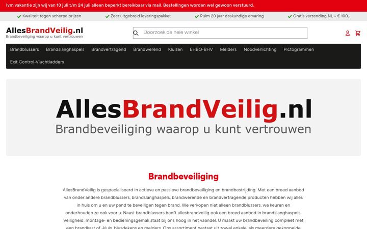 Ekraanipilt saidist allesbrandveilig.nl