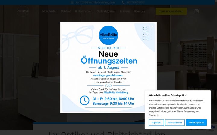 Ekraanipilt saidist allesbrille-heidelberg.com