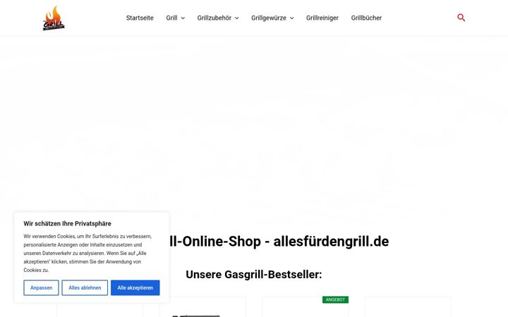 Screenshot of allesfuerdengrill.de