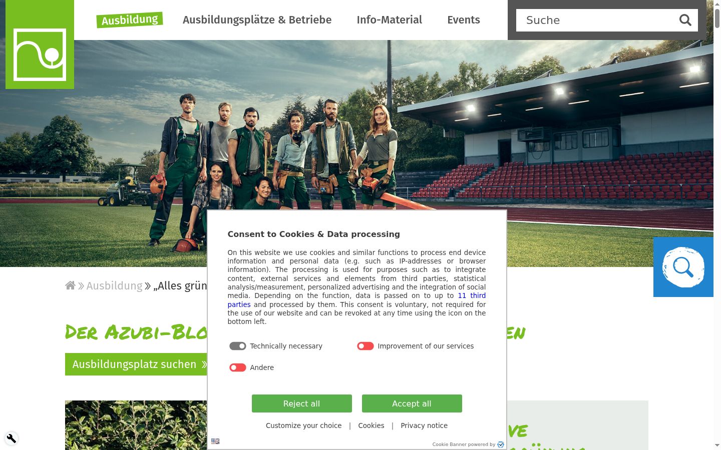 Snímka obrazovky banera súhlasu zobrazeného pred akoukoľvek interakciou