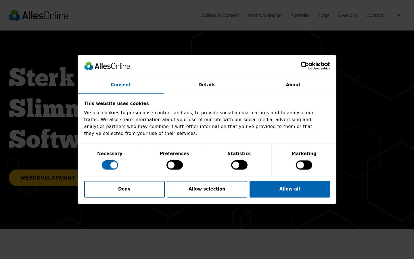 Screenshot of the consent banner shown before any interaction