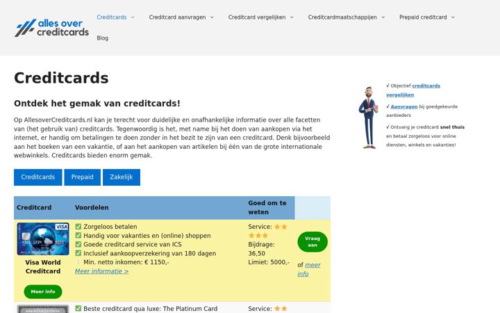 Skærmbillede af allesovercreditcards.nl