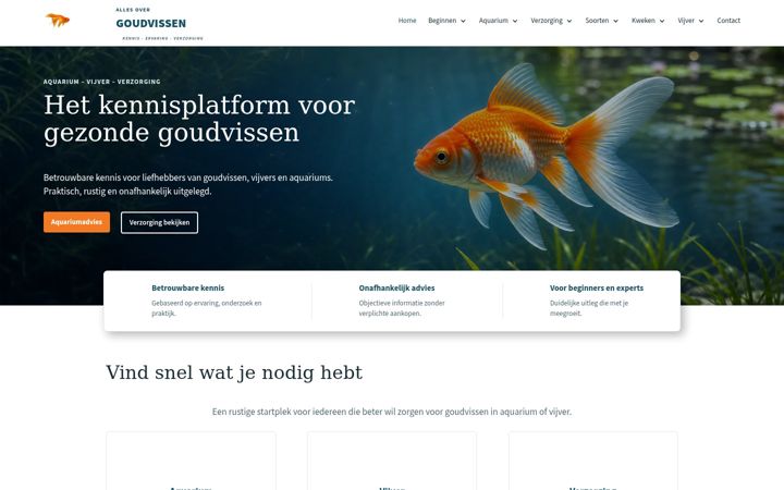 Screenshot of allesovergoudvissen.nl
