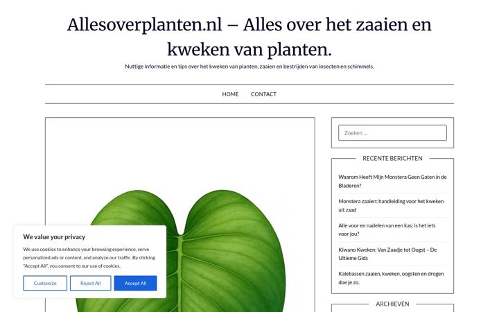 Ekrānuzņēmums no allesoverplanten.nl