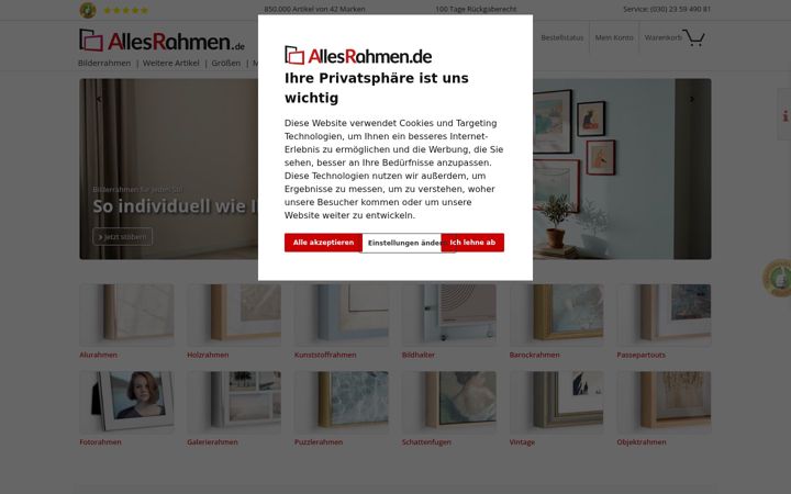 Skärmbild av allesrahmen.de