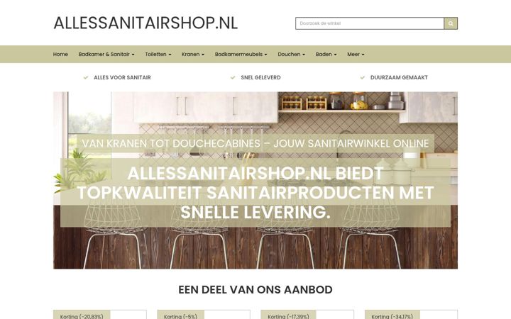Screenshot του allessanitairshop.nl