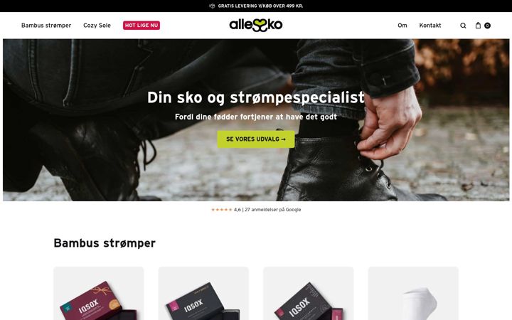 Skärmbild av allessko.dk