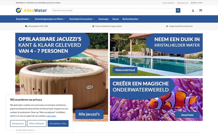 Screenshot of alleswater.nl