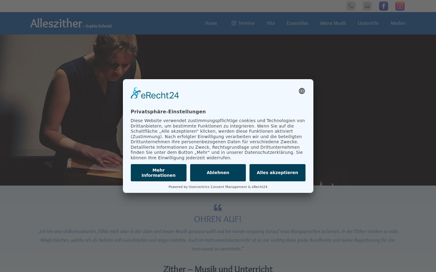 Screenshot del banner di consenso mostrato prima di qualsiasi interazione