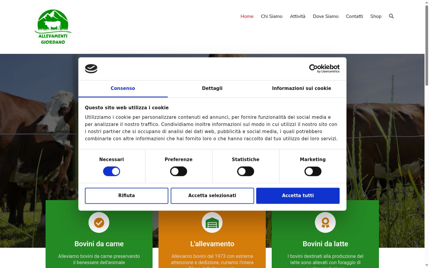 Captura de pantalla del banner de consentimiento mostrado antes de cualquier interacción