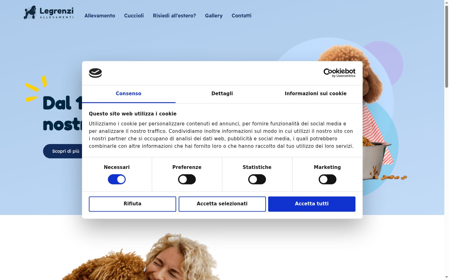 Capture d'écran de la bannière de consentement affichée avant toute interaction