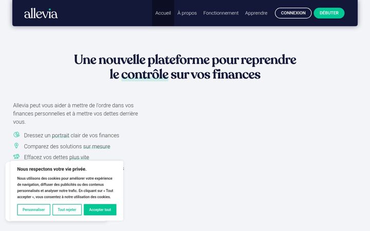 Screenshot of allevia.ca