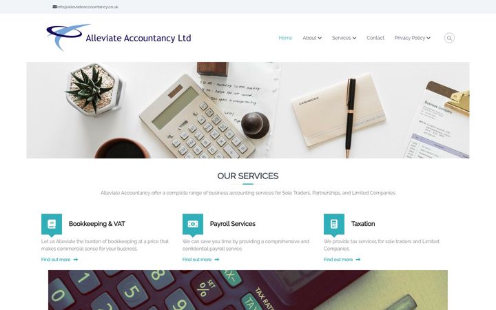 Snímek obrazovky alleviateaccountancy.co.uk
