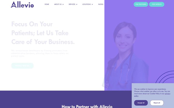 Screenshot of alleviocare.com