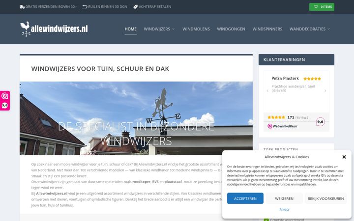 Screenshot of allewindwijzers.nl