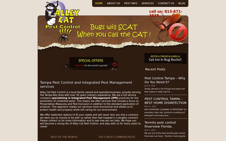 Screenshot of alleycatpestcontrol.com
