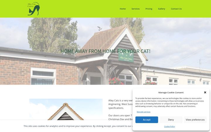 Screenshot of alleycatscattery.co.uk