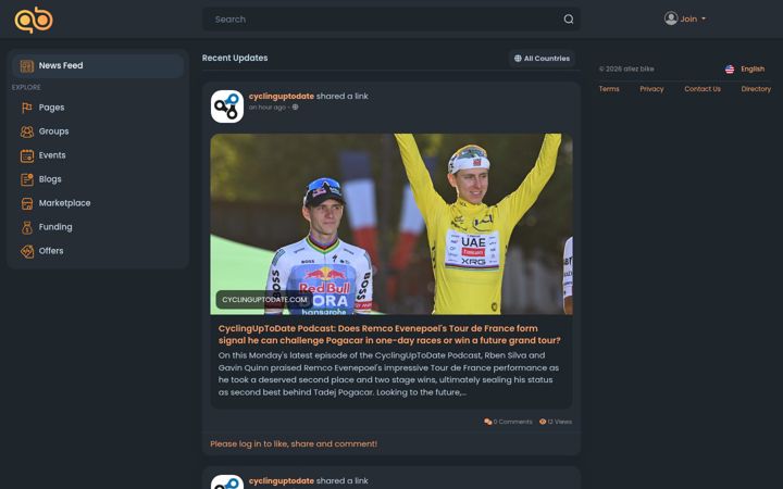 Screenshot of allez.bike