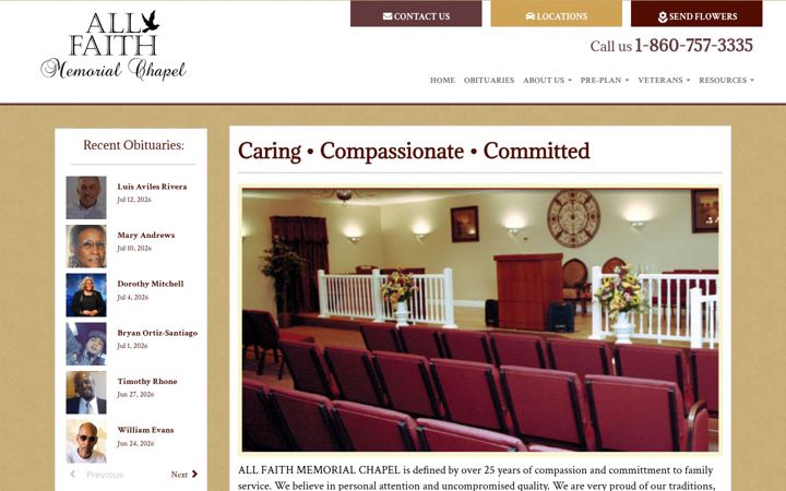 Screenshot of allfaithmemorial.com