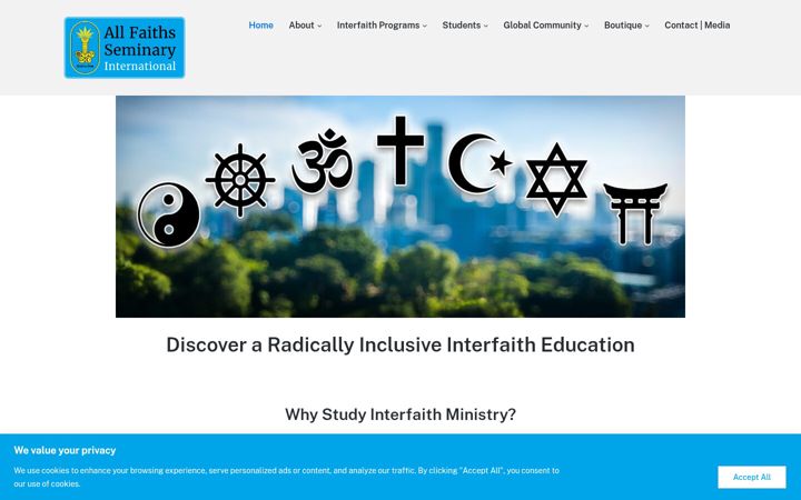 Skjámynd af allfaithsseminary.org