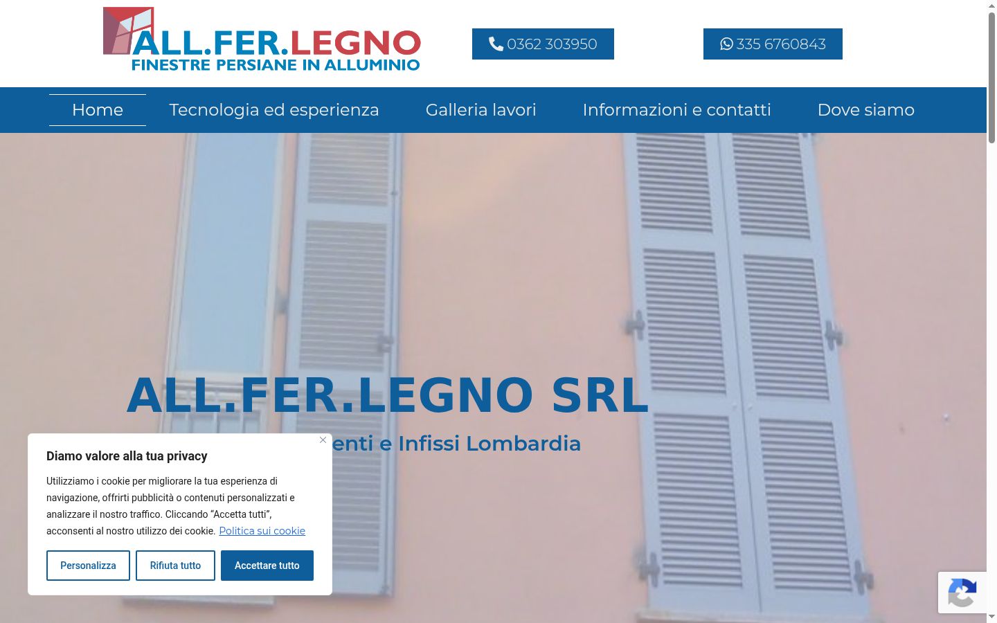 Screenshot del banner di consenso mostrato prima di qualsiasi interazione