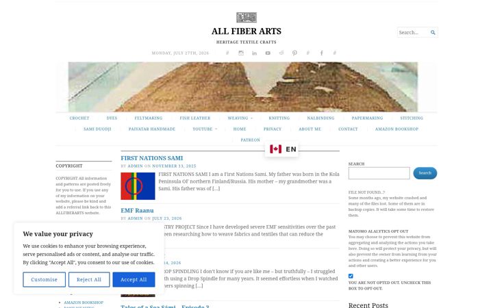 Screenshot of allfiberarts.com