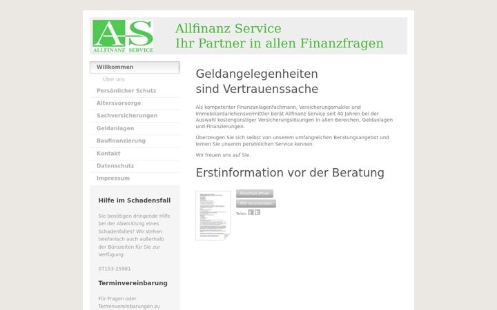 Screenshot of allfinanzservice.net